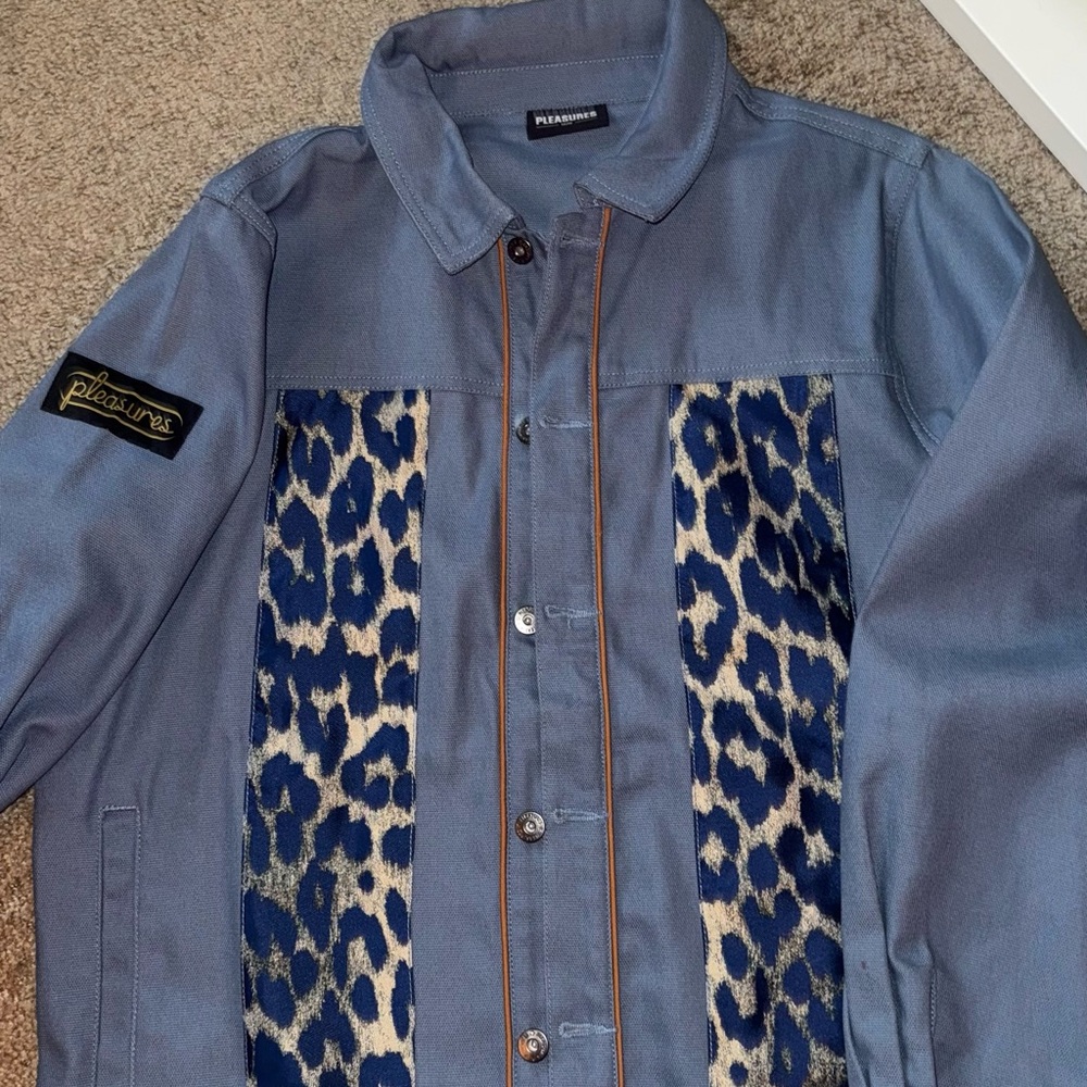 Pleasures Blue Jacket with Leopard Print